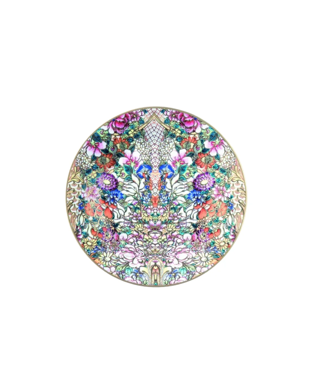 Roberto Cavalli Golden Flowers Charger – Round Serving Plate