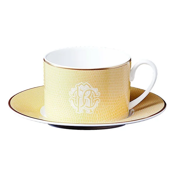 Roberto Cavalli Lizzard Gold Tea Cup & Saucer - Set of 6