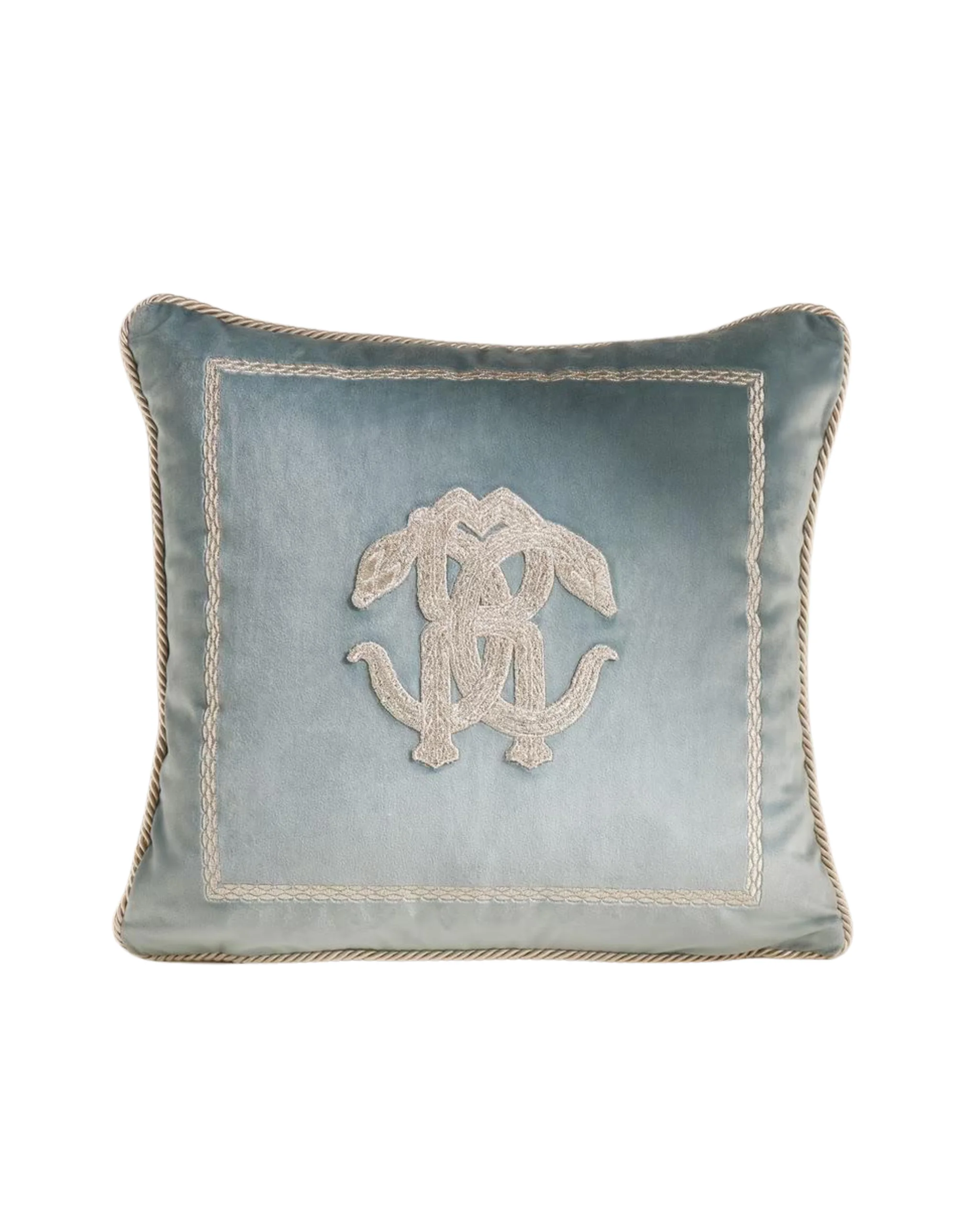 Roberto Cavalli Platinum Snake Cushion Aqua